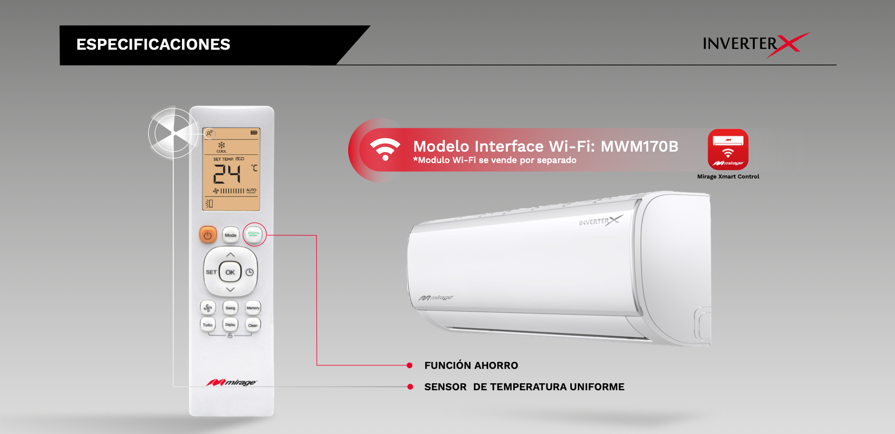 Nuevo Minisoplit Mirage Inverter X